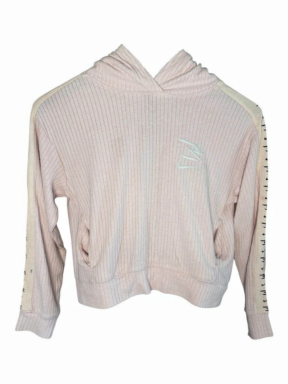 RARE Nike x BTS Pop-Up Pink Ribbed Crop Hoodie Girls Size M 10-12